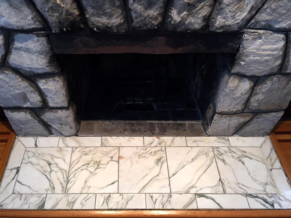 Before Marble Fireplace Re-Grouting